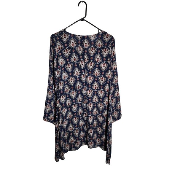 Mossimo Supply Co. Blue & Red Paisley Print Bell Sleeve Tunic Top S - Picture 2 of 4